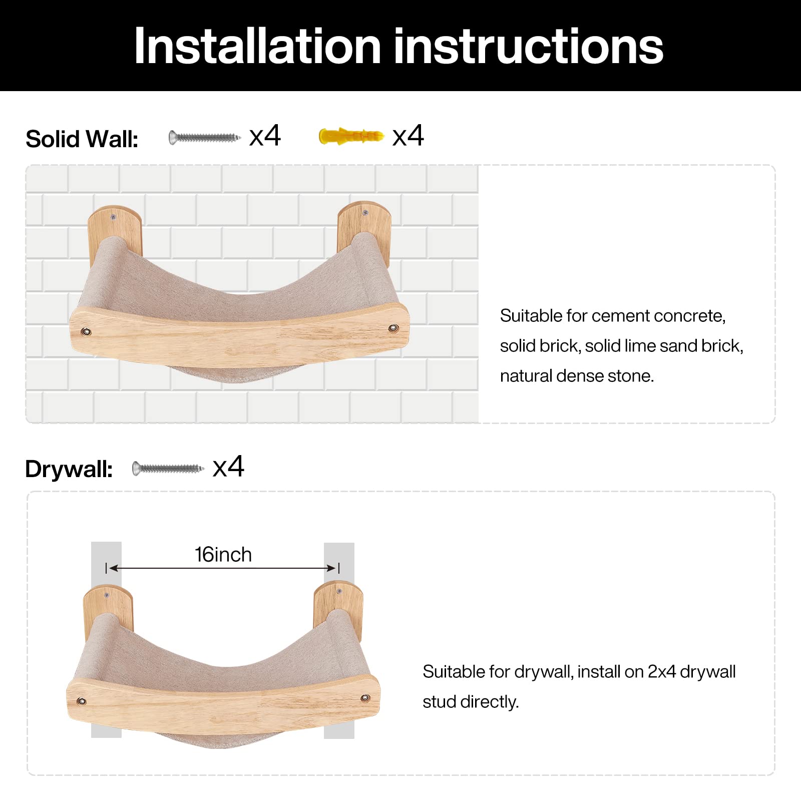 Espets Cat Hammocks Shelf For Wall - Indoor Modern Cat Wall Furniture & Beds, Large Cat Floating Shelves And Perches For Wall, S
