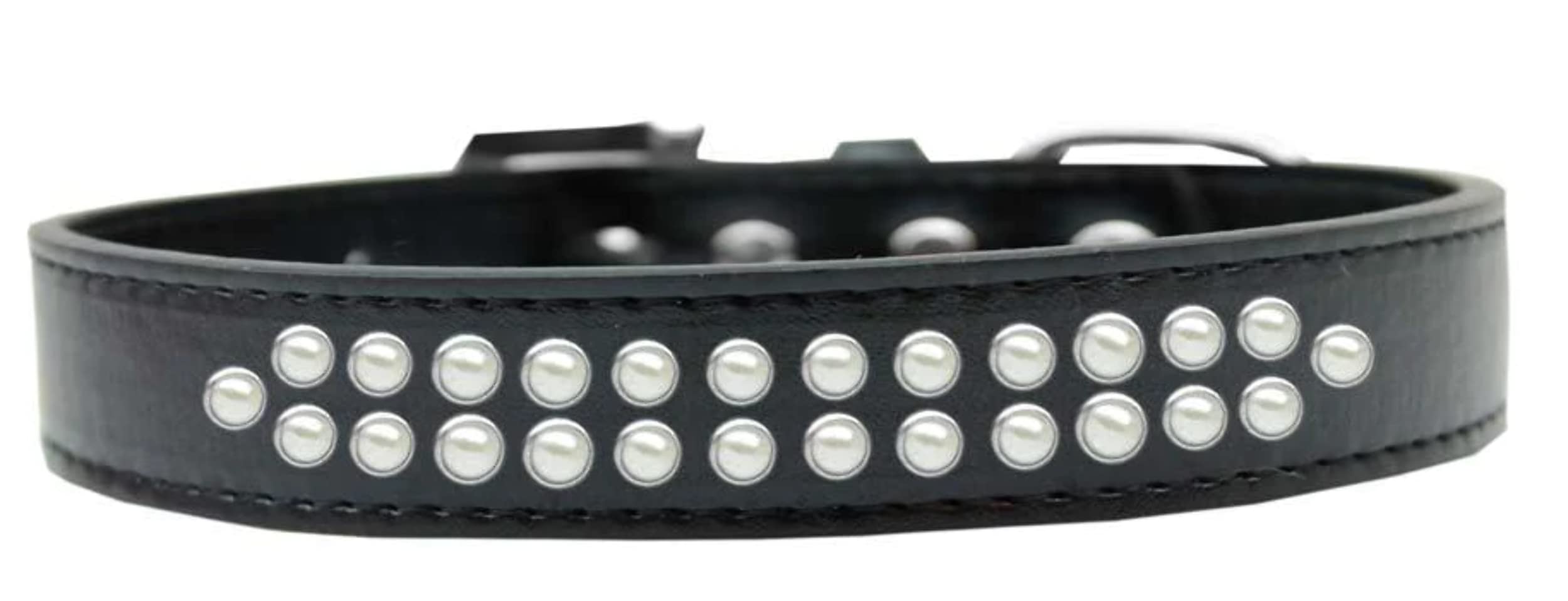 Mirage Pet Products Two Row Pearl Black Dog Collar, Size 20