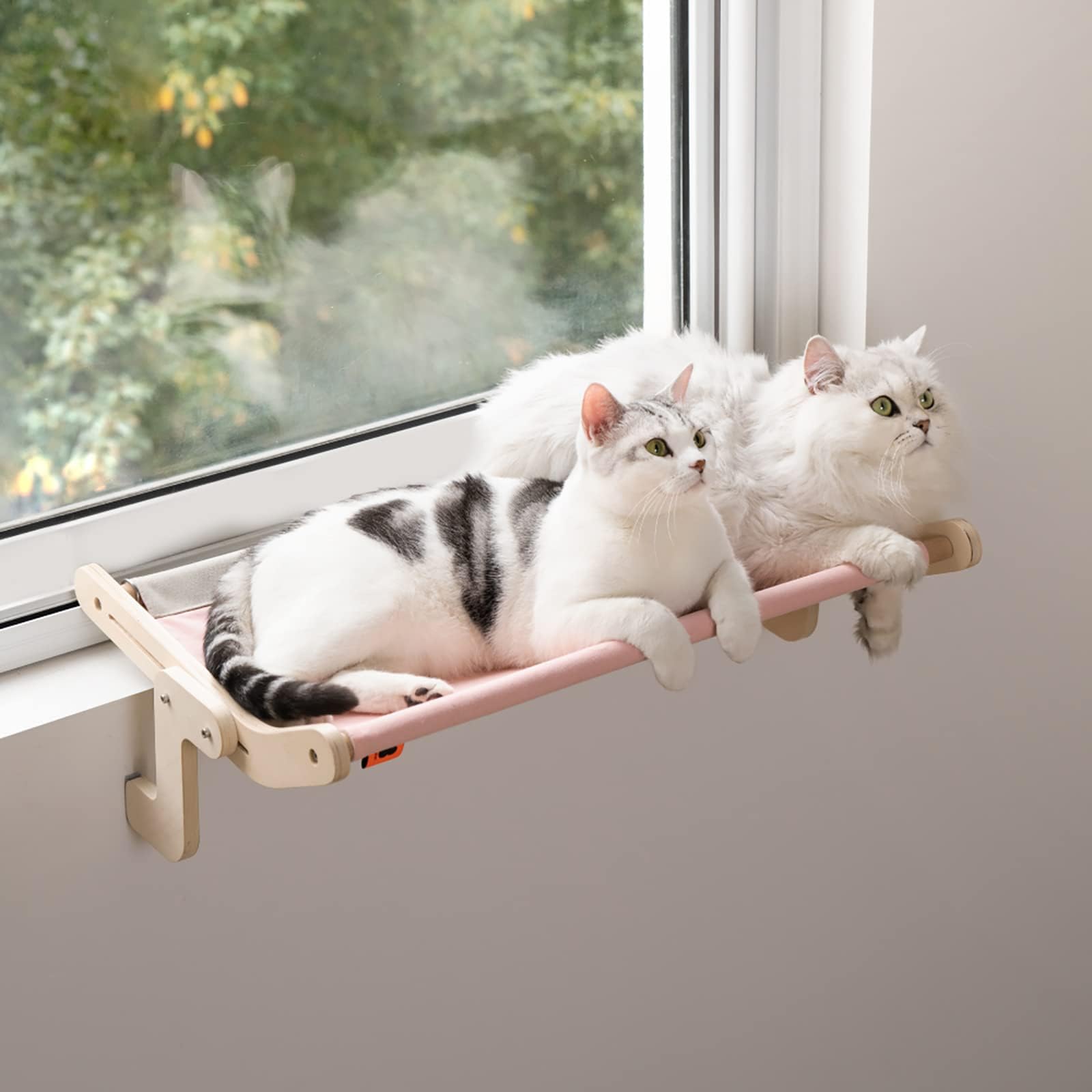 Mewoofun Cat Window Perch Lounge Mount Hammock Window Seat Bed Shelves For Indoor Cats No Drilling No Suction Cup (Blue/Grey)