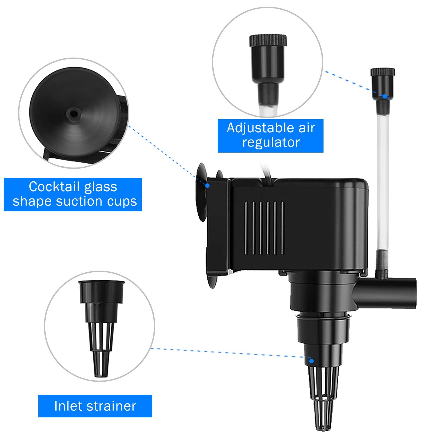Aquamiracle Aquarium Powerhead Pump Circulating Water Pump 265 Gph For 60-80 Gallon Aquariums With Aerating Features