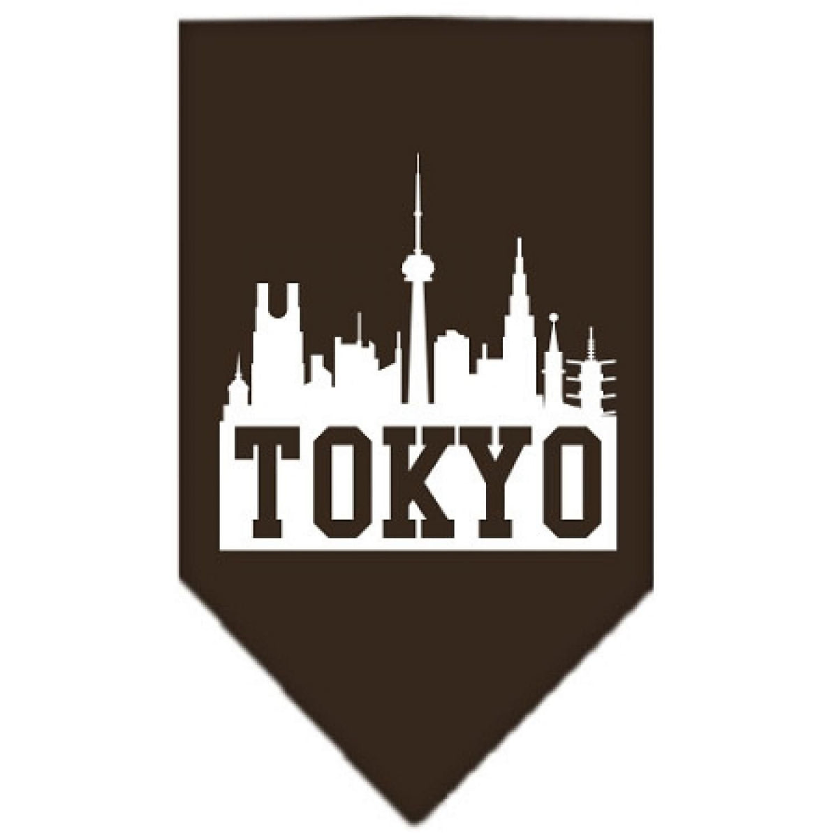 Pet and Dog Bandana Screen Printed, &quot;Tokyo Skyline&quot; Cocoa Small