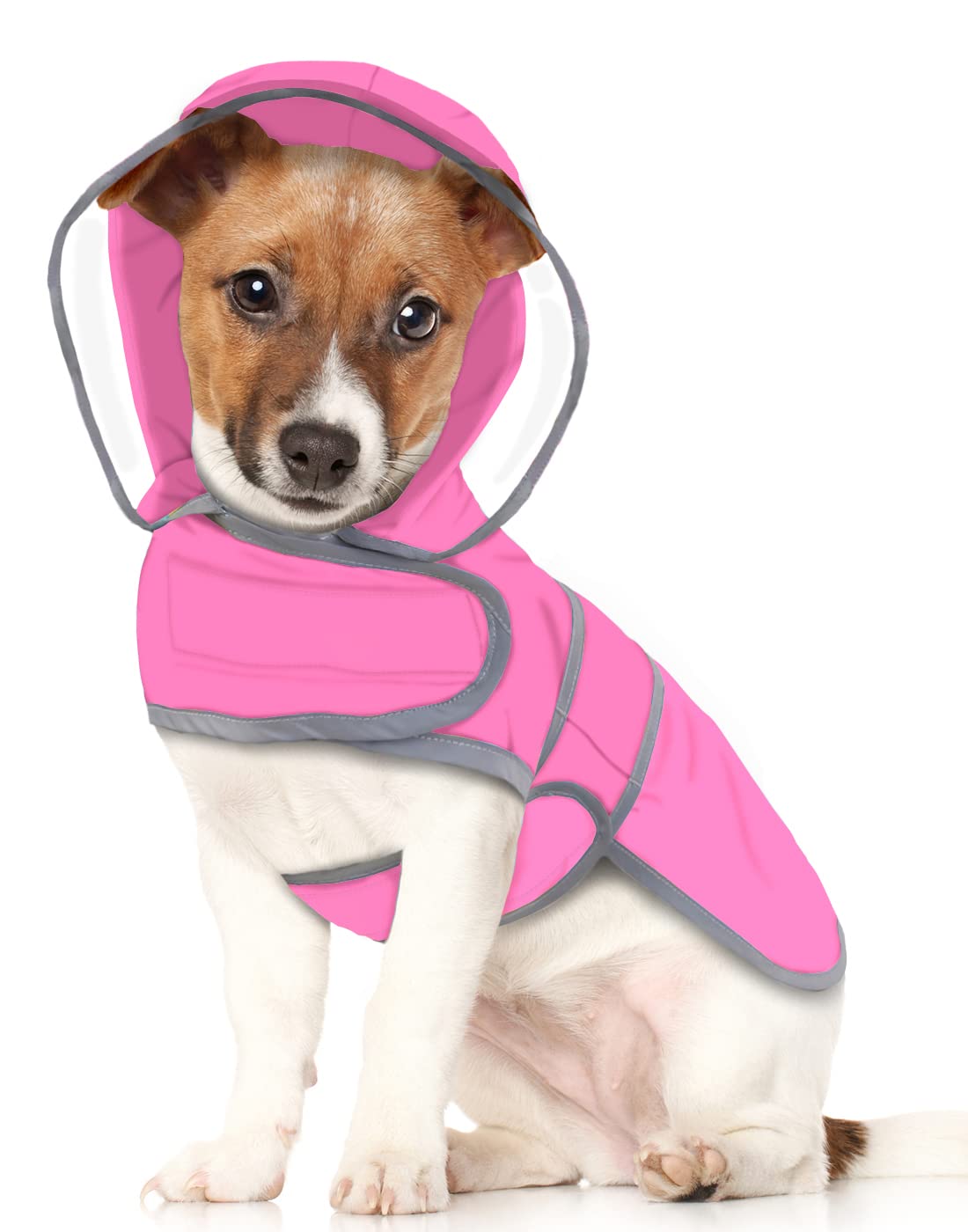 Hde Dog Raincoat With Clear Hood Rain Jacket Poncho For Small Medium Large Dogs Pink - S