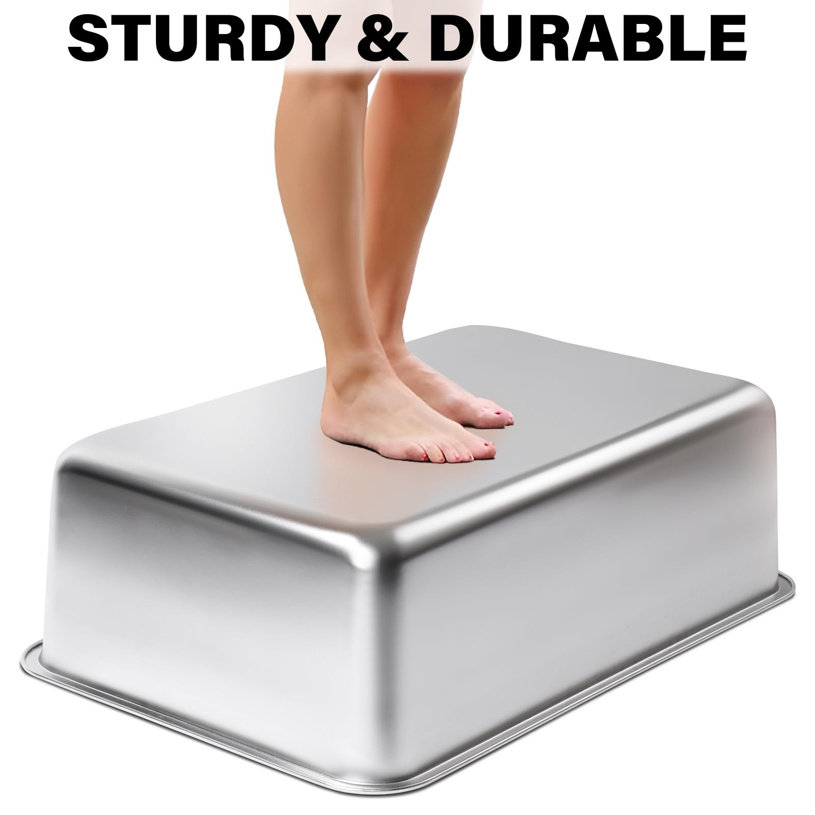 Nyutu Stainless Steel Litter Box, 23.6X15.8X8 Inch(Deep) Stainless Steel Cat Litterbox Xxl With High Sides, Non Stick No Smell E