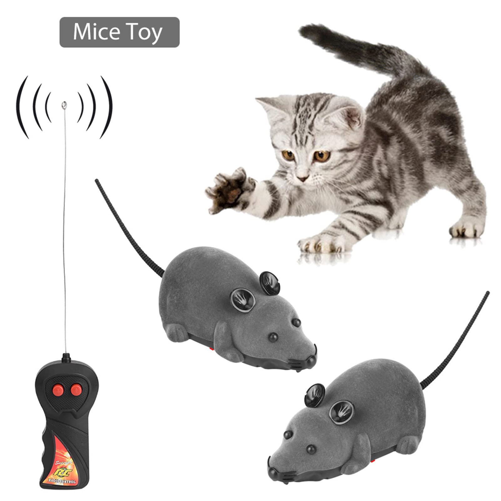 Tyenaza Gray Remote Control Toy for Cats - Electronic Rat Chasing Simulation Pet Novelty Gift for Kittens