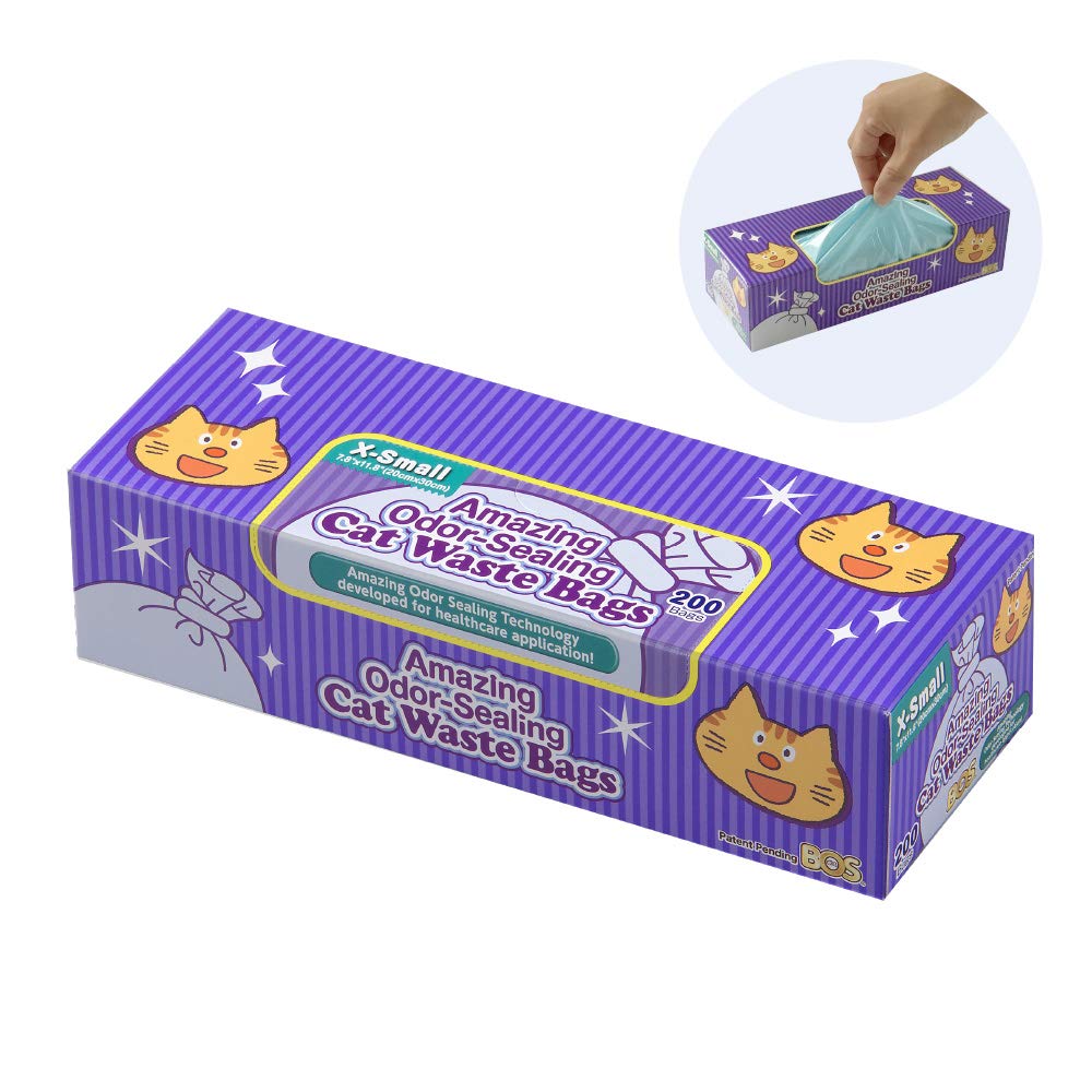 Bos Amazing Odor Sealing Cat Waste Bags - Durable And Unscented[Size: Xs, Color: Light Blue](200 Count, Pack Of 1) (200Bags) Too Small To Get A Litter Scoop Inside!