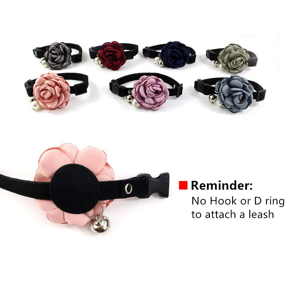 Petfavorites Everflowering Rose Flower Cat Dog Collar Bow Tie - Suede Puppy Necklace With Bell - Chihuahua Yorkie Girl Clothes Costume Outfits Accessory, Adjustable And Handmade (Pink, Size M)