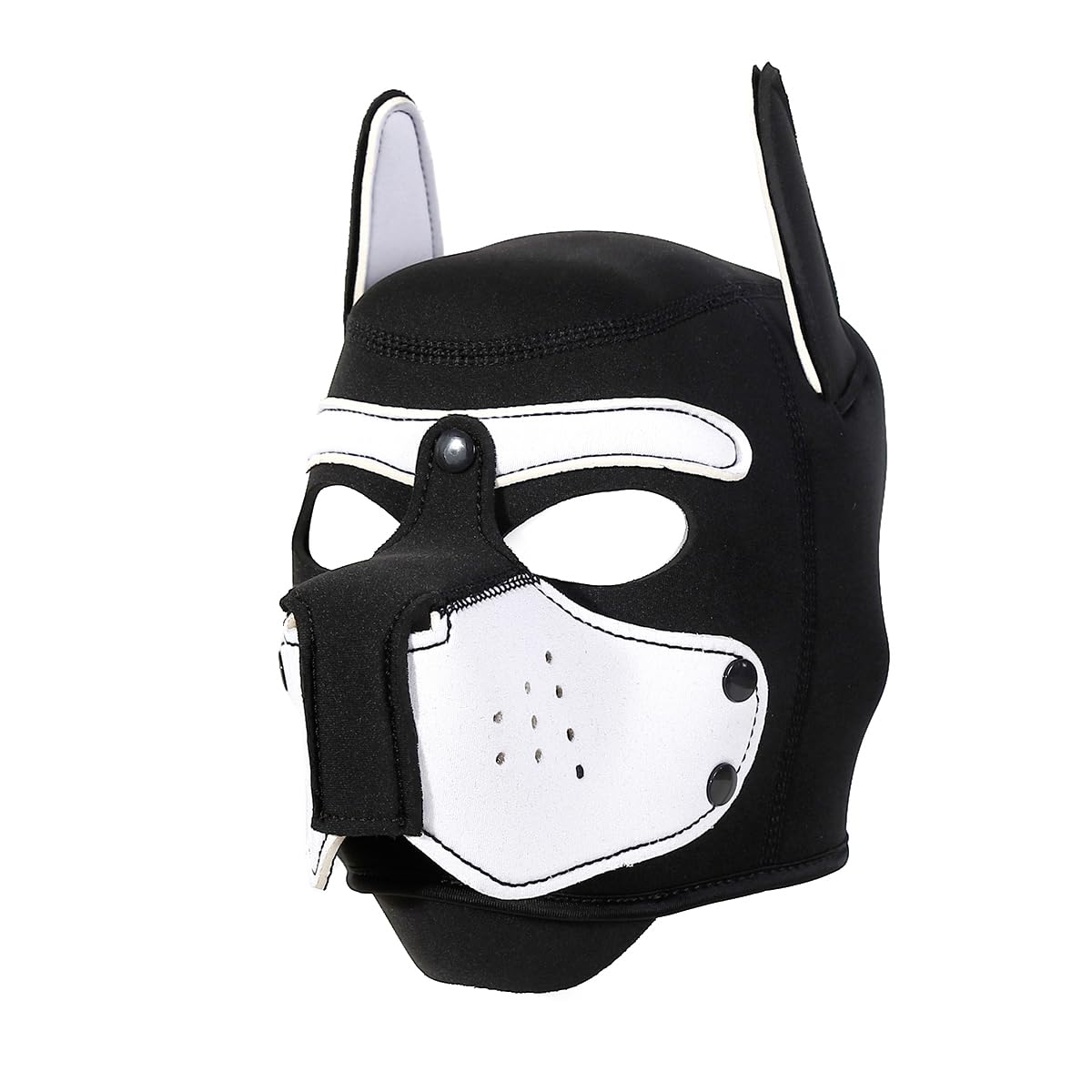 Neoprene Puppy Face Muzzle Dog Removable Full Face Pup Hood Mask (White, One Size)