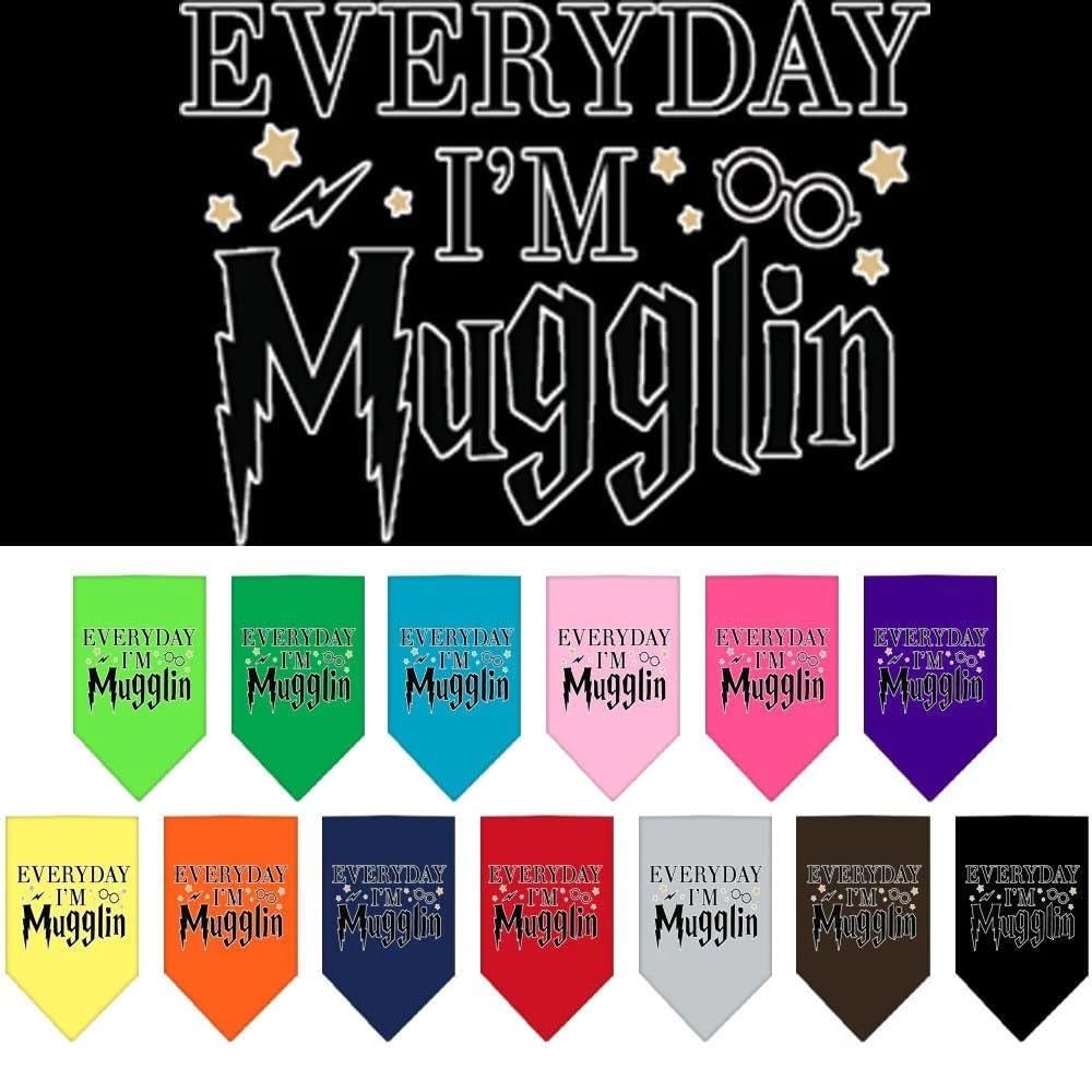 Mirage Pet Product Everyday I'm Mugglin Screen Print Bandana Grey Large