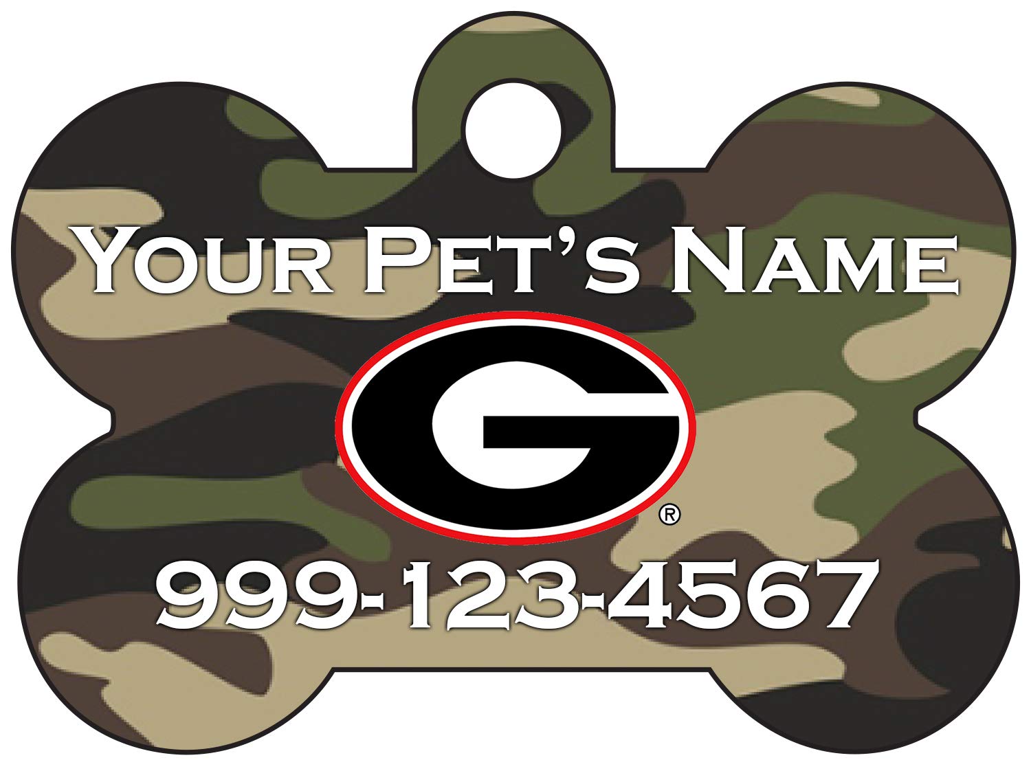Georgia Bulldogs Officially Licensed Camo Pet Id Dog Tag | Personalized For Your Pet
