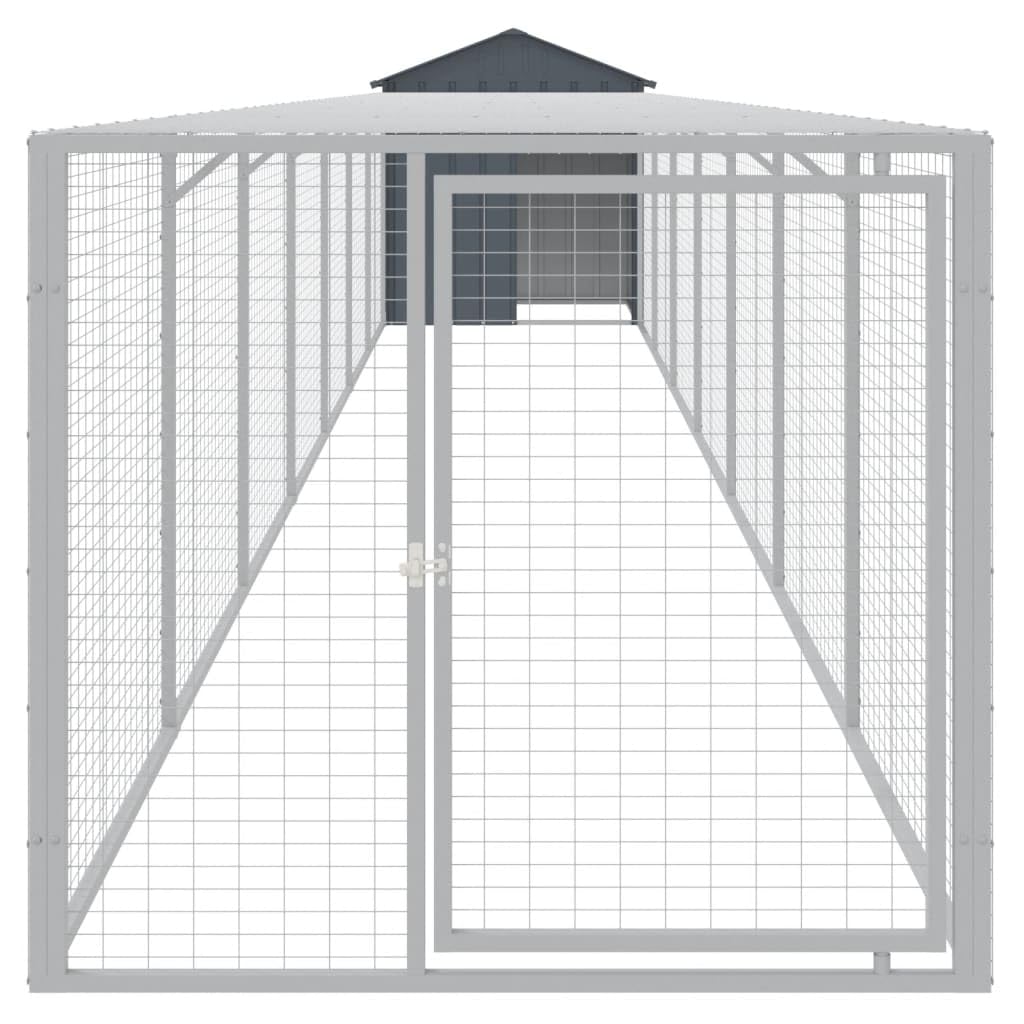 vidaXL Chicken Cage with Corral Galvanized Steel Grey 117x814x123 cm