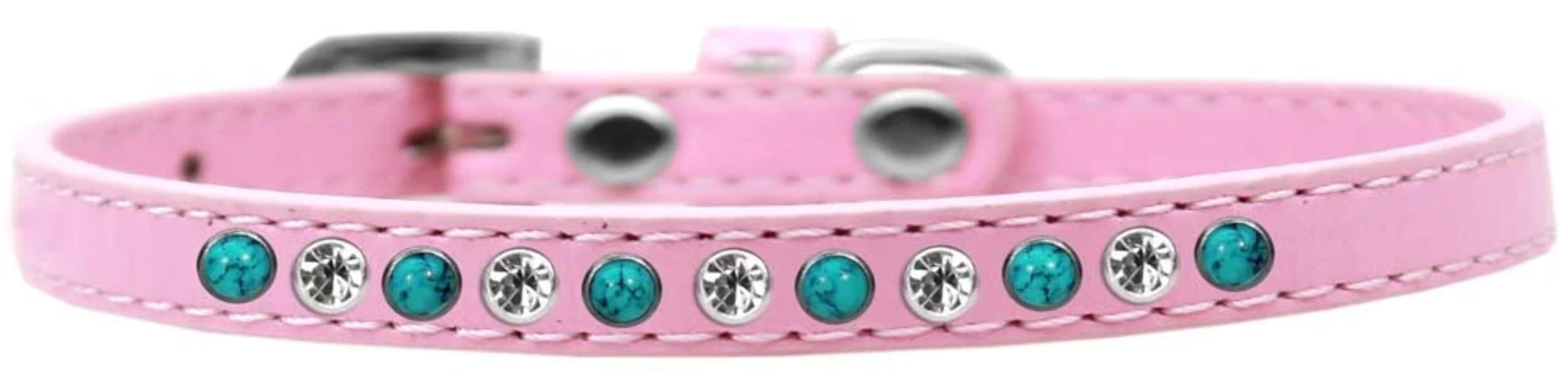 Dog, Puppy and Pet Fashion Collar, &quot;Premium Southwest Turquoise Pearl & Clear Crystals&quot; Red 16