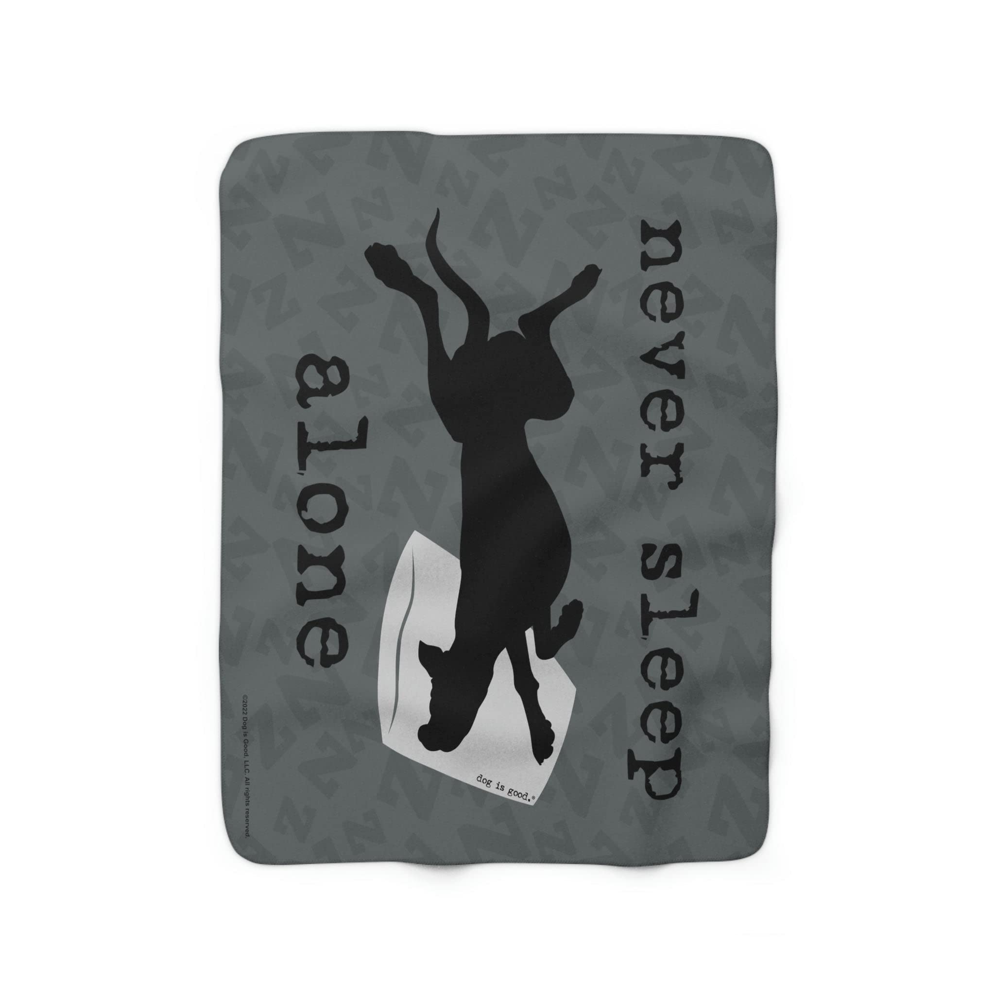 SUNBELTGIFTS Dog is Good Never Sleep Alone Grey Sherpa Fleece Blanket, Officially Licensed and Produced in the USA, Multicolor, 
