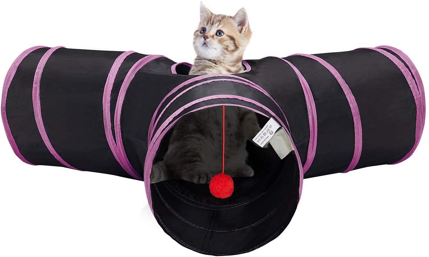 Dog Trust Cat Tunnel  Collapsible 3 Way Play Toy Tube Fun For Rabbits, Kittens, And Dogs Cat Tunnel, 3Ways Collapsible Cat Toy