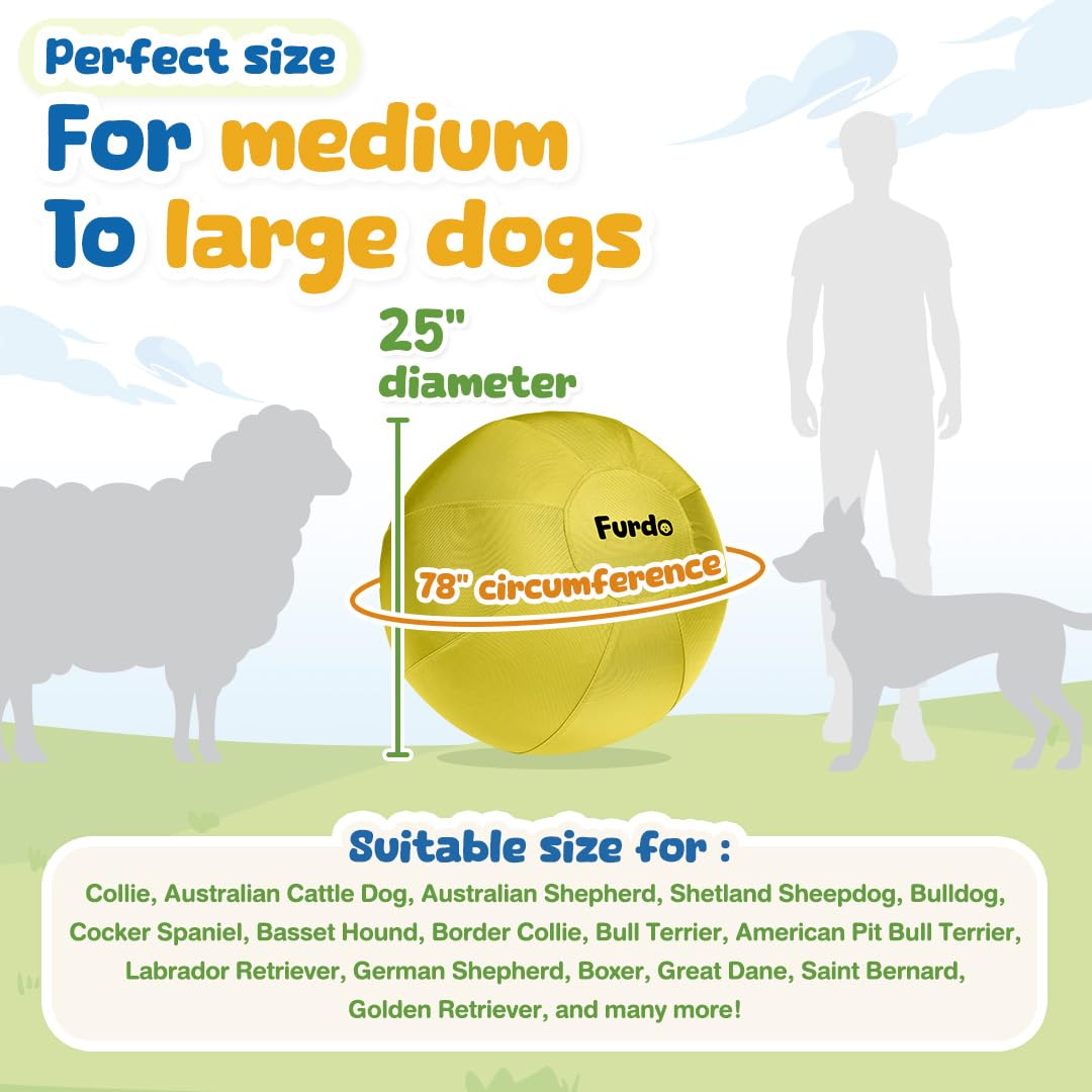 Furdo Herding Ball for Dogs, for Australian Shepherd, for Cattle, for Border Collie, for Blue Heelers & Other Medium to Large Do