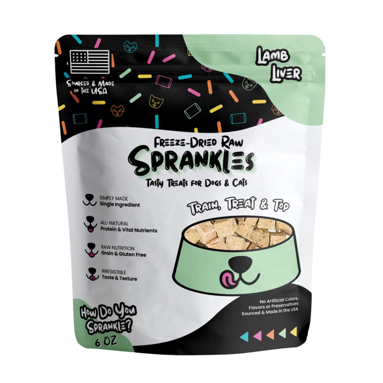 SPRANKLES Freeze Dried Lamb Liver Treats for Cats & Dogs - Single Ingredient All Natural Grain-Free, High Protein, Made in USA -