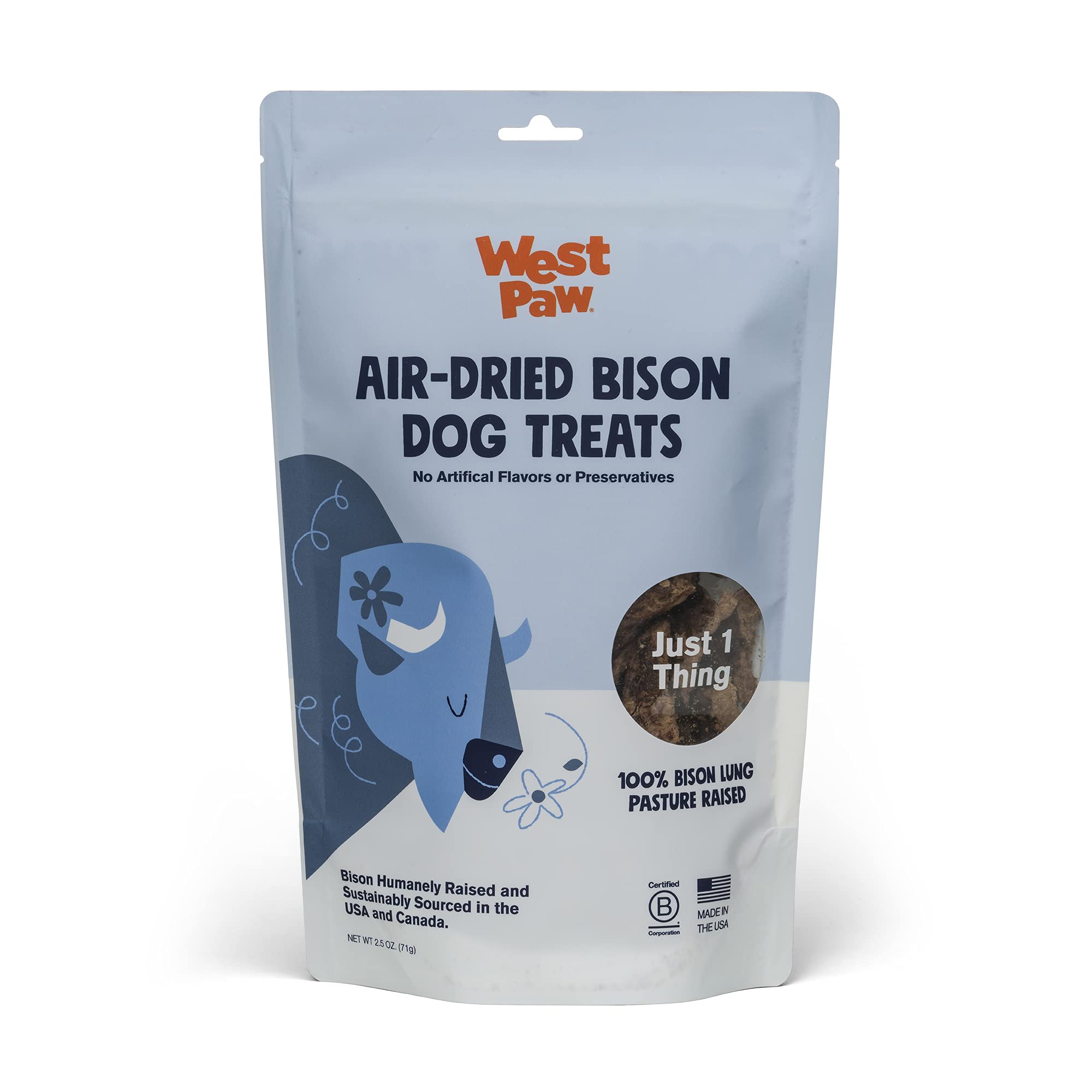 WEST PAW Air Dried Bison Lung Dog Treats - Farm Fresh Bison Lung Snacks for Dogs - Wholesome Canine Treat - Vitamins, Minerals, 