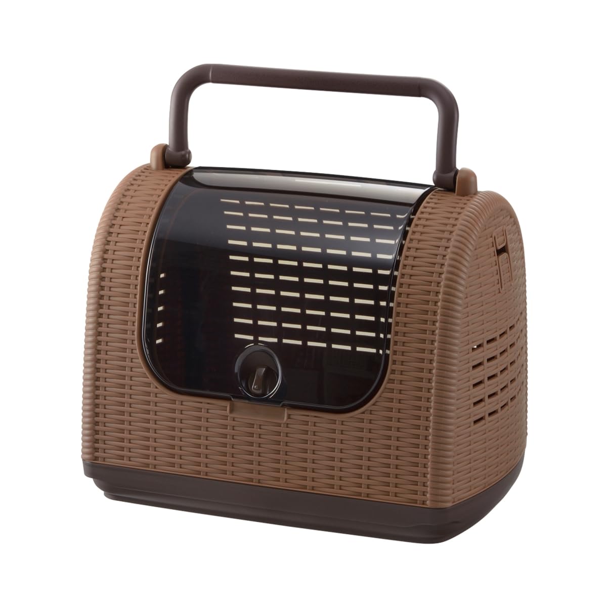 Richell Faux Wicker Pet Carrier, Travel Carrier For Small Dog And Cat With Clear Top Door