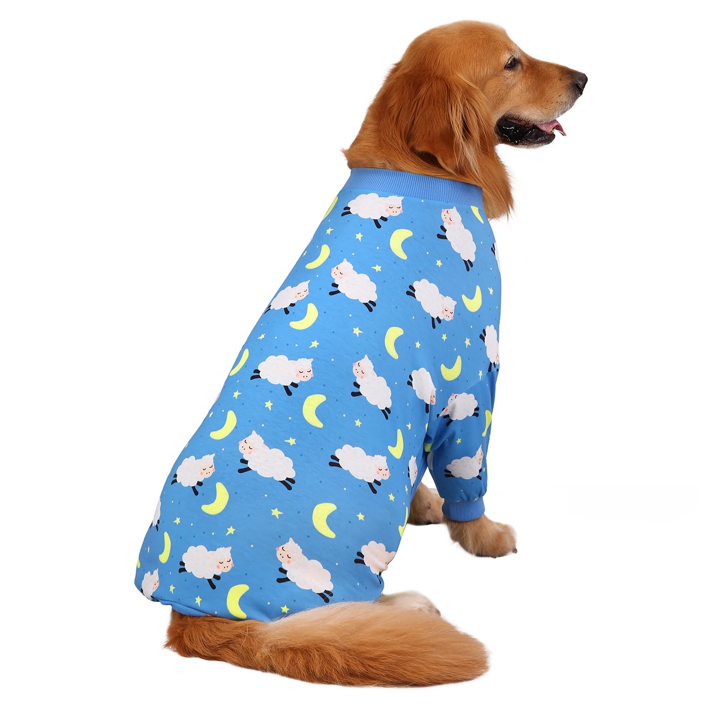 HDE Dog Pajamas One Piece Jumpsuit Lightweight Dog PJs Shirt for M-3XL Dogs Counting Sheep - 3XL