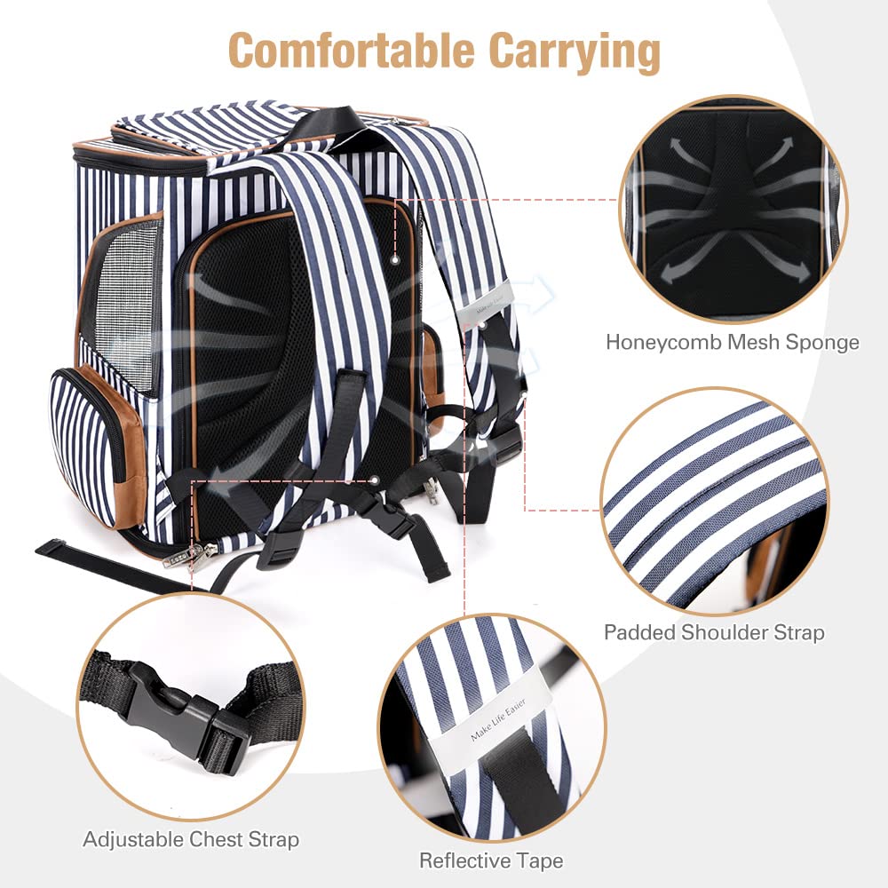 Lekereise Pet Carrier Backpack Expandable Cat Backpack For Small Dogs Cats, Dog Backpack Bag With Breathable Mesh And Inner Safe