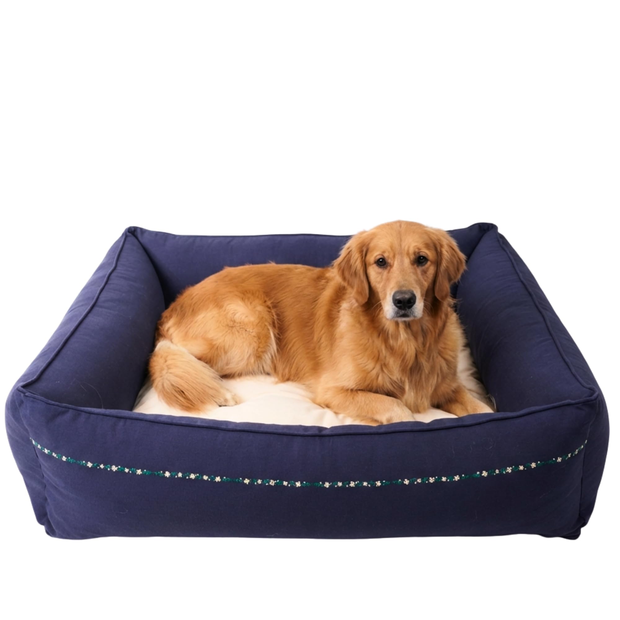Wag & Wilder Blue Orthopedic Dog Bed Washable Cover & Bolstered Sides  Comfort for Small Breeds Like Shih Tzu & Large Dogs Lik