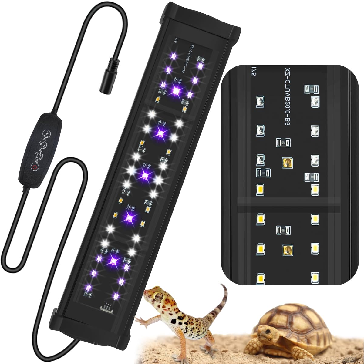 Reptidldb 11'' 20.0 Uvb Led Lamp 15W With Dimming & Timer, Full Spectrum Uva & Uvb For Bearded Dragons, Turtles, Snakes, Adjusta