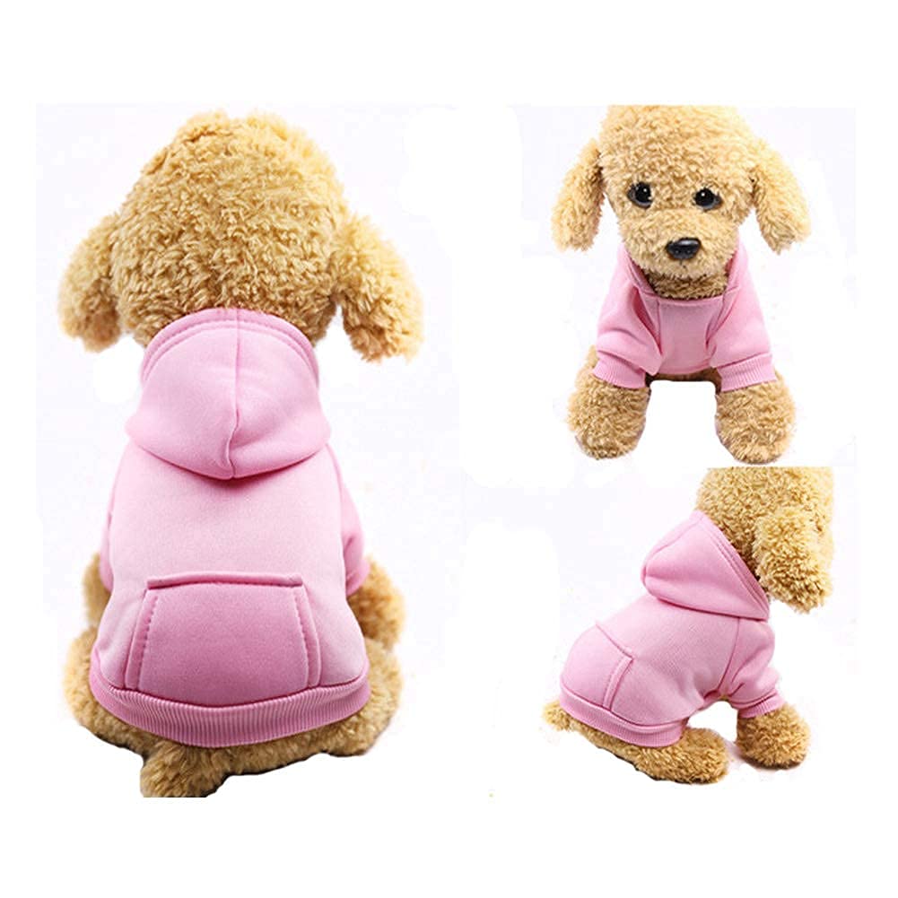 Jecikelon Winter Dog Hoodie Sweatshirts With Pockets Warm Dog Clothes For Small Dogs Chihuahua Coat Clothing Puppy Cat Custume (Xx-Small, Pink)