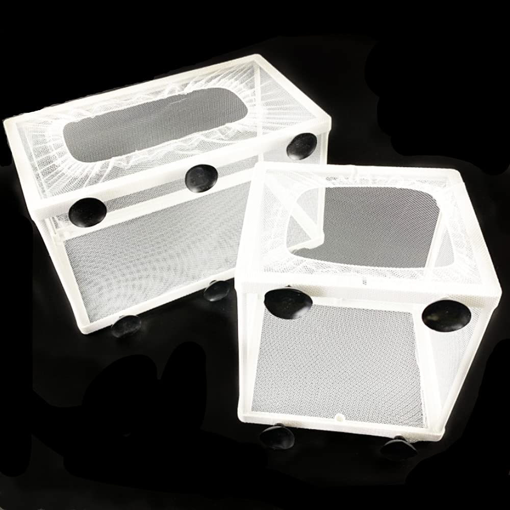 2Pcs Large Size Fish Tank Breeder Net,Nylon Mesh Fish Fry Hatchery Breeder Box Separation Net Incubator Mesh, With Suction Cup