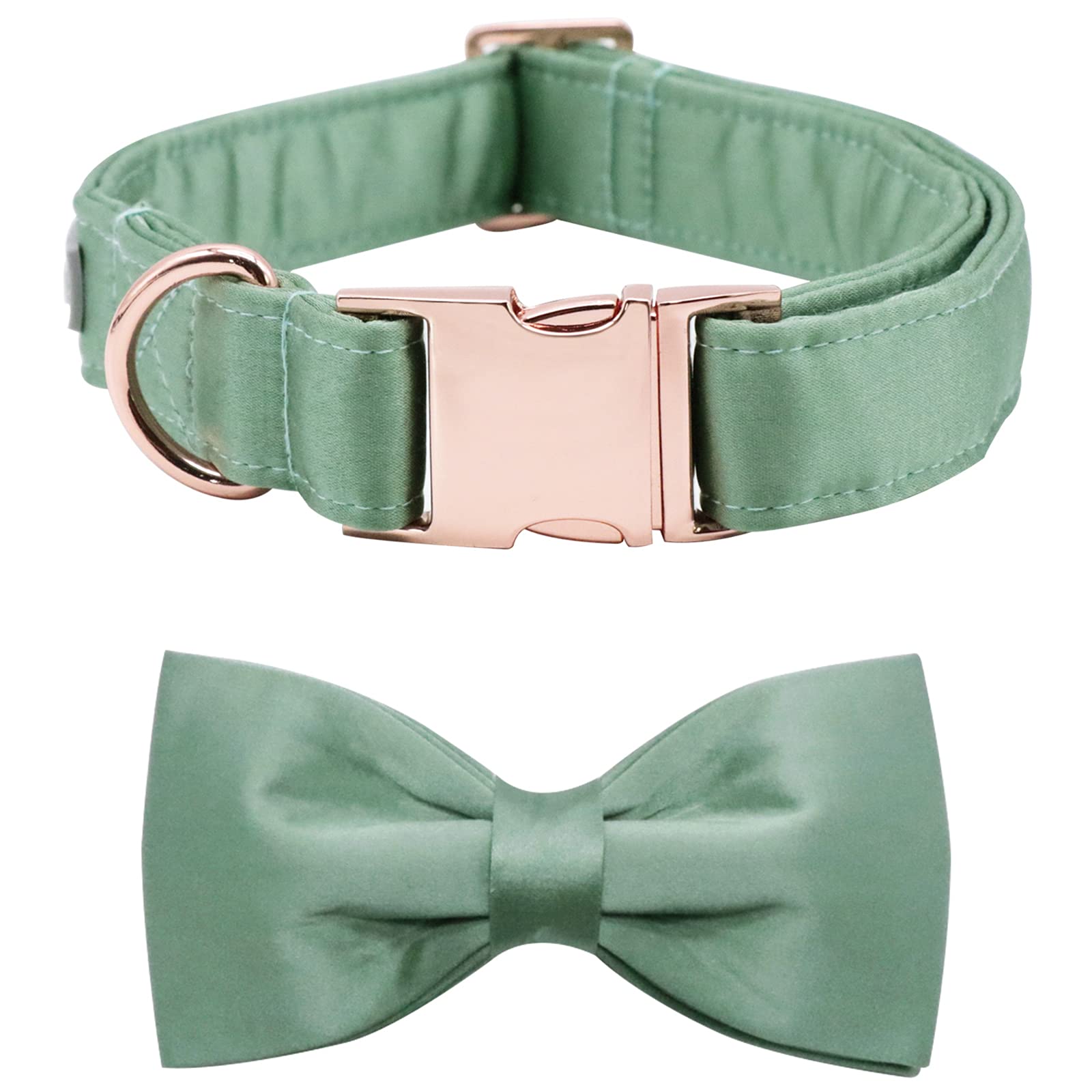 Lionet Paws Bowtie Dog Collar - Comfortable Silk Green Dog Collar With Detachable Bow Tie For Large Dogs, Neck 16-24 Inches