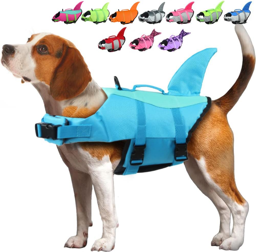 Emust Large Dog Life Jacket, Dog Life Vests For Swimming, Small/Medium/Large Dog Life Preserver With Rescue Handle, Adjustable Dog Flotation Vest For Water At Pool, Beach, Boating (Xl,Pool Blue)