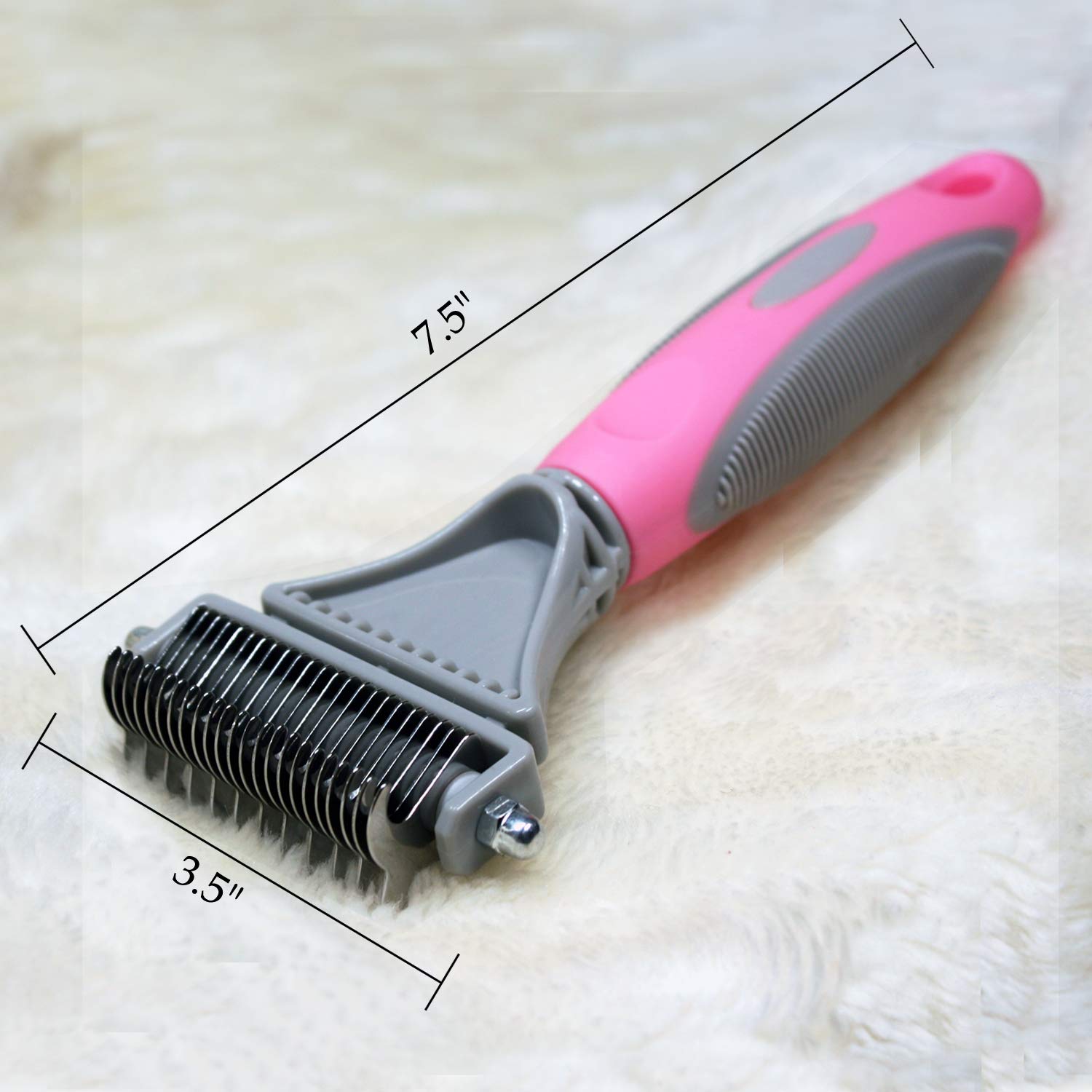 Pet Dematting Comb - 2 Sided Undercoat Rake For Cats & Dogs - Safe Grooming Tool For Easy Mats & Tangles Removing - Medium And L