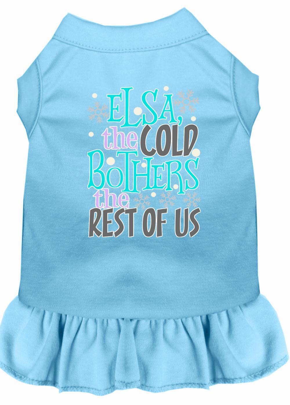 Pet Dog & Cat Dress Screen Printed, "Elsa, The Cold Bothers The Rest Of Us" Black W/Light Pink MD (6-10 lbs.)