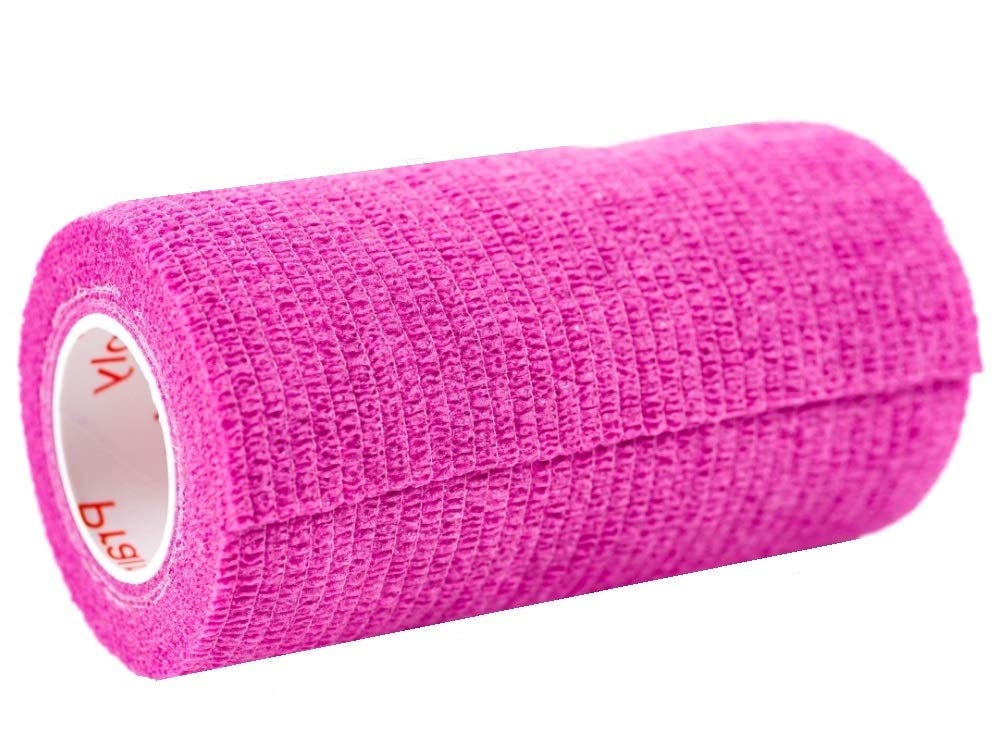 3 Inch Vet Wrap Tape Bulk (Fuchsia) (Pack of 12) Self Adhesive Adherent Adhering Flex Bandage Grip Roll for Dog Cat Pet Horse