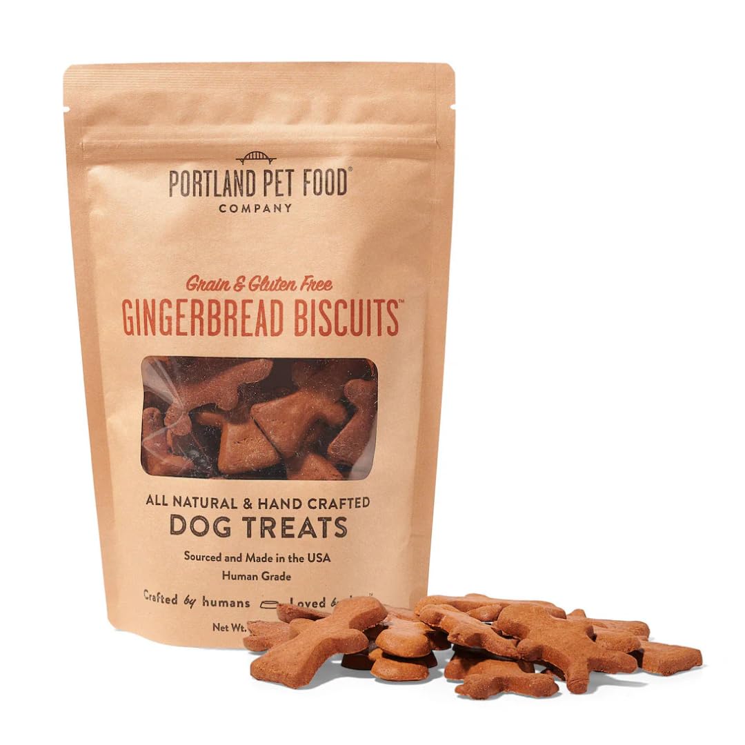 Portland Pet Food Company Gingerbread Dog Treats Healthy Biscuits for Small Medium & Large Dogs - Grain-Free, Human-Grade All Na