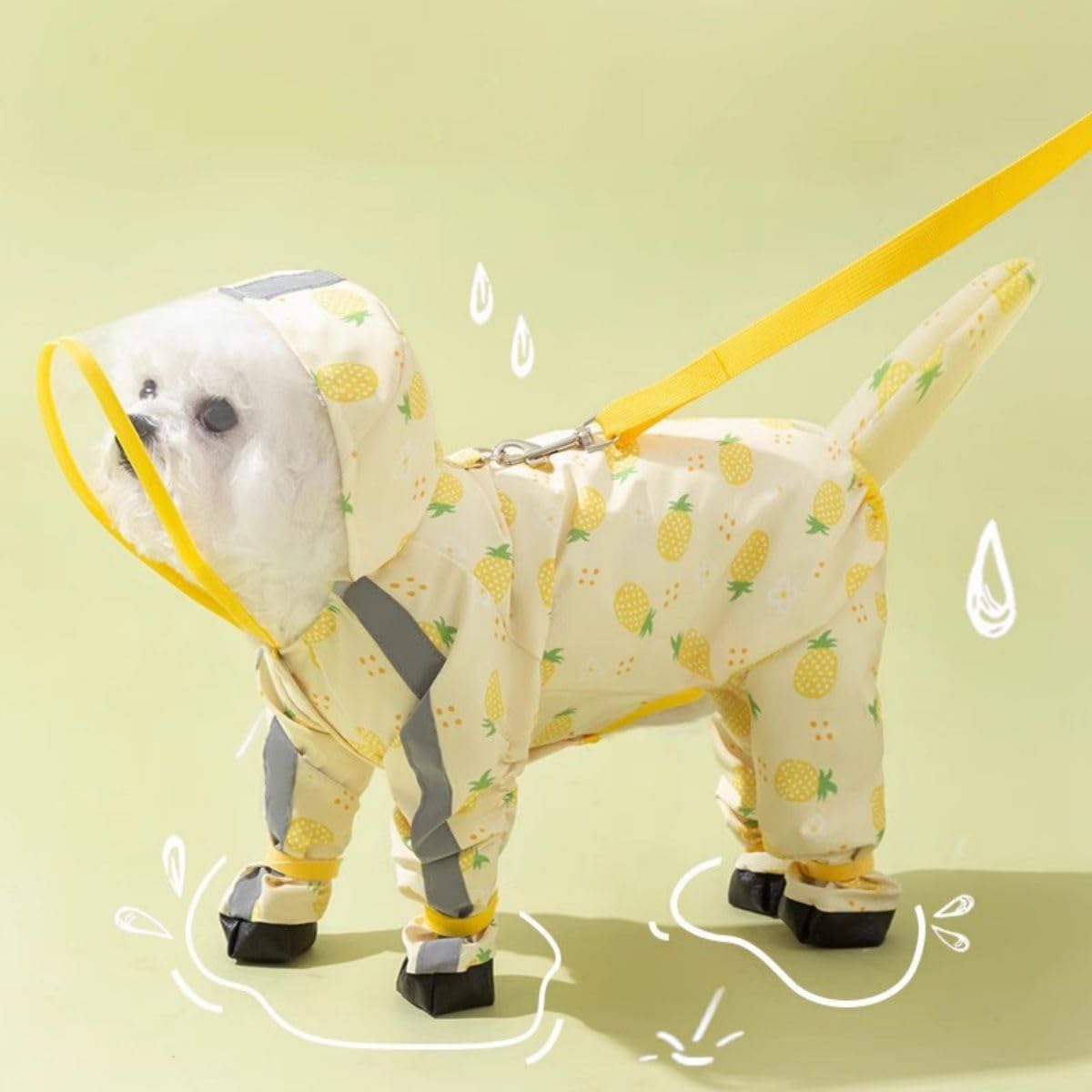 Harikaji Small Dog Raincoat - Tail Protect Feet Cover Waterproof Rain Jacket For Puppy (Pineapple, Xxl)