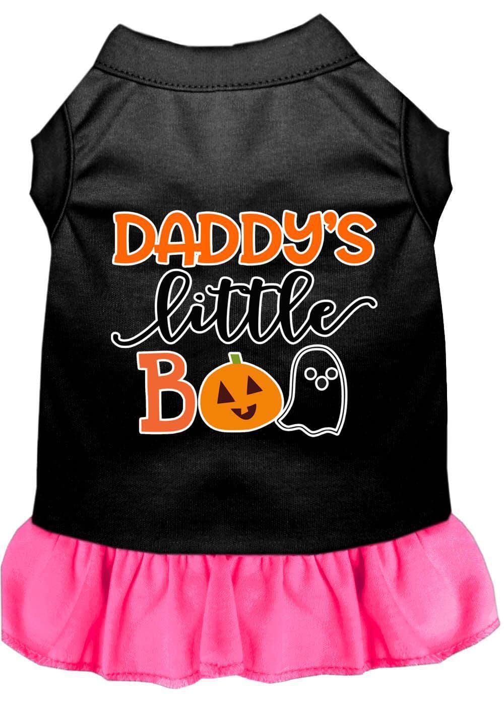 Halloween Pet Dog & Cat Dress Screen Printed, "Daddy's Little Boo" Red W/White LG (10-14 lbs.)