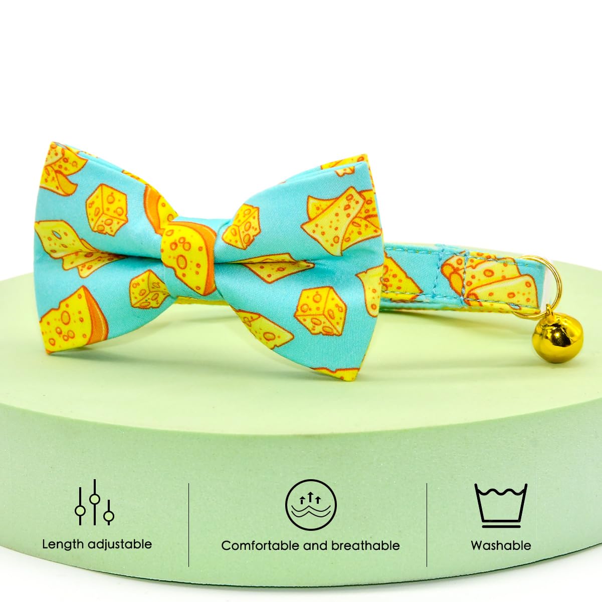 Hot Dog Cat Collar Bow Tie, Blue Cat Collar, Breakaway Safety Collars, Wedding/Birthday Cat Accessories, Adjustable Bowtie, Remo