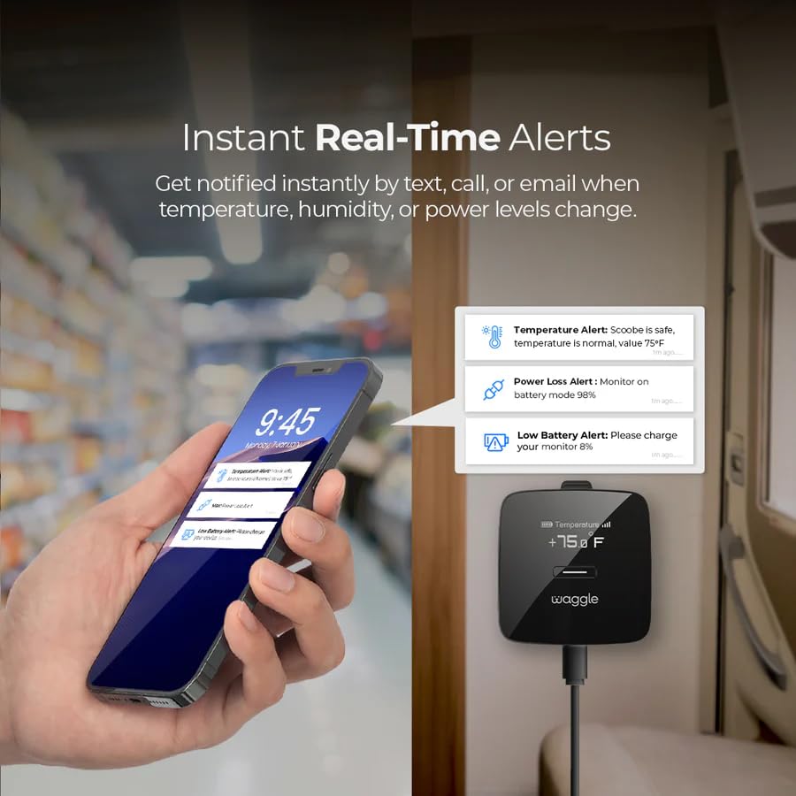 Waggle Rv/Pet Safety Temperature Monitor - Pro (Gps) | 4G Lte, Instant Power Outage/Temp/Humidity Alerts | Gps & Geofencing For Rvers.
