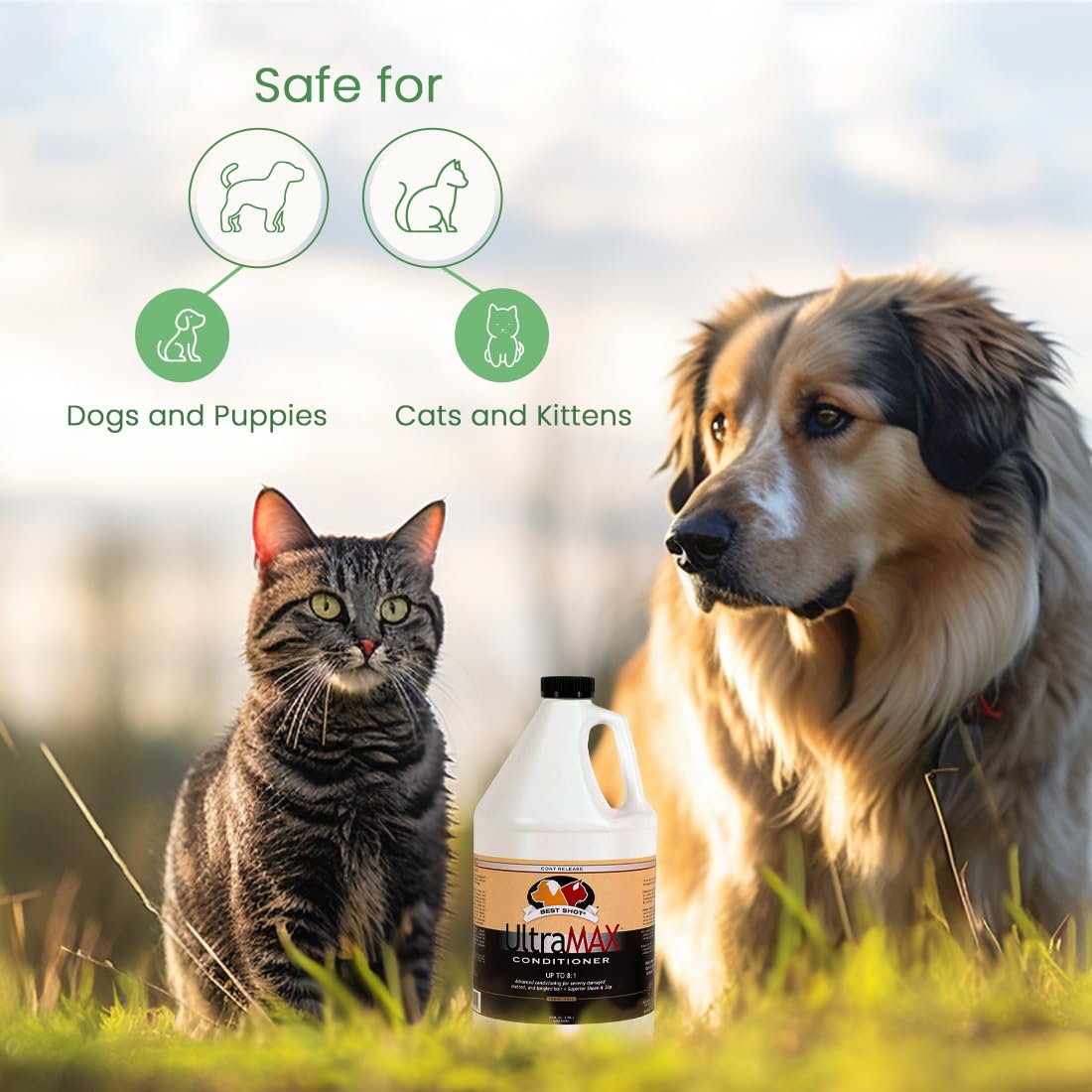 Best Shot Ultramax Pro Conditioner, Hydrating Conditioner For Any Dog Or Cat, Coat Release Technology, Sweet Pea Essence, 1.1-Gallon