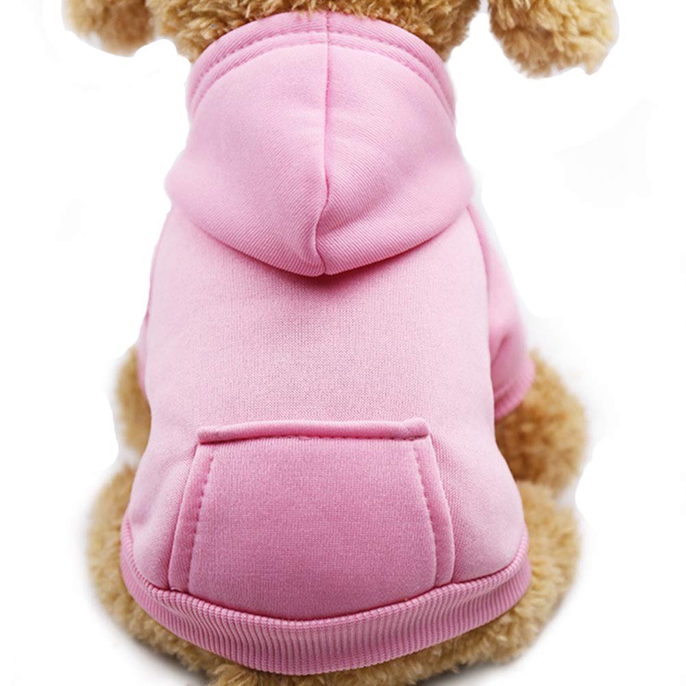 Jecikelon Winter Dog Hoodie Sweatshirts With Pockets Warm Dog Clothes For Small Dogs Chihuahua Coat Clothing Puppy Cat Custume (Xx-Small, Pink)