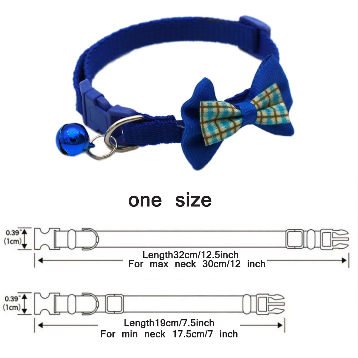 Puppy Collar With Bell, 2-Pack Biue Dog Collar With Bell Cute Bowtie Cat Collar Nylon Adjustable Buckle For Xxs Xsmall Girl Pets