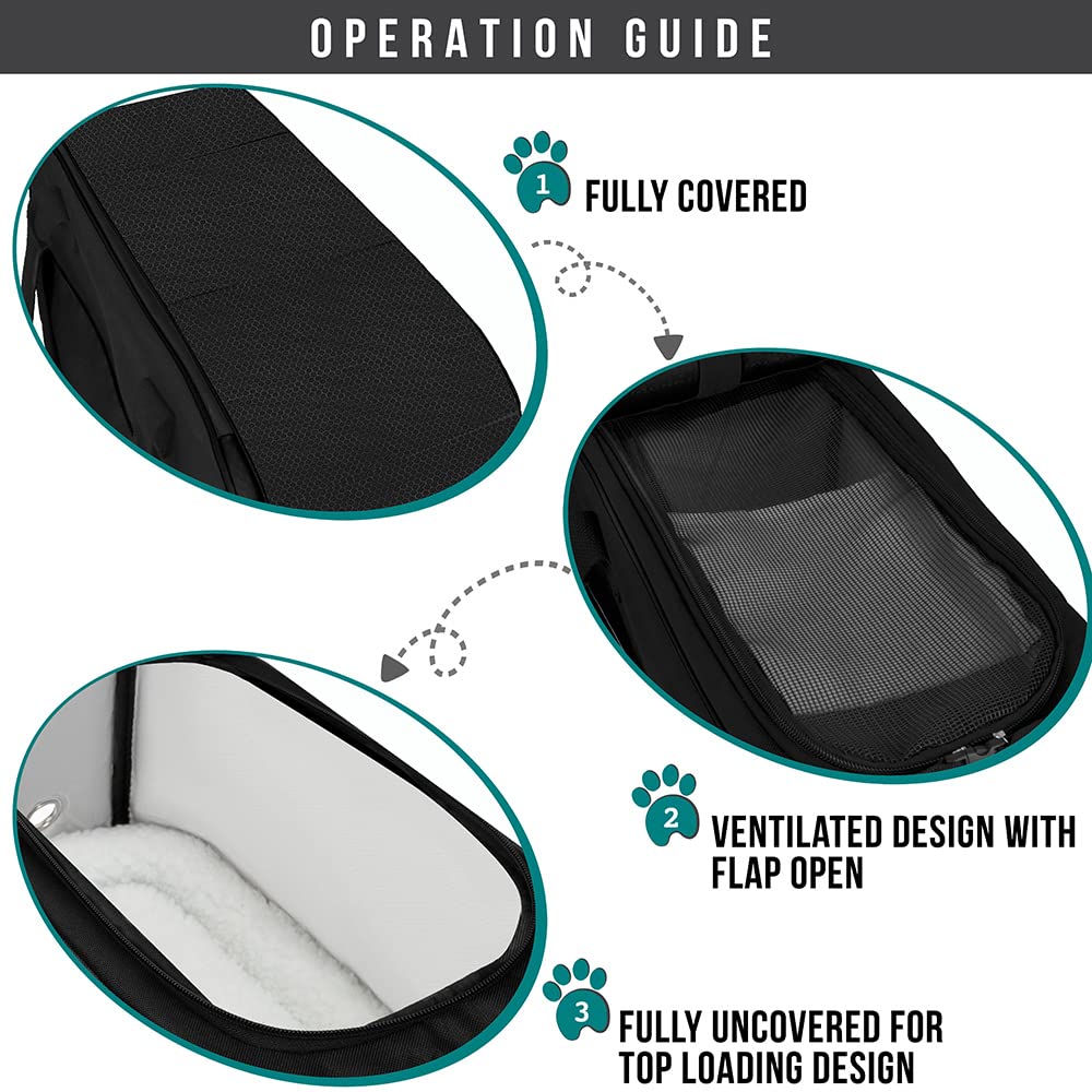 Petami Dog Purse Carrier For Small Dogs, Airline Approved Soft Sided Pet Carrier With Pockets, Ventilated Dog Carrying Bag For Puppy Cat, Dog Travel Supplies Bag, Sherpa Bed, Max 12 Lbs, Black