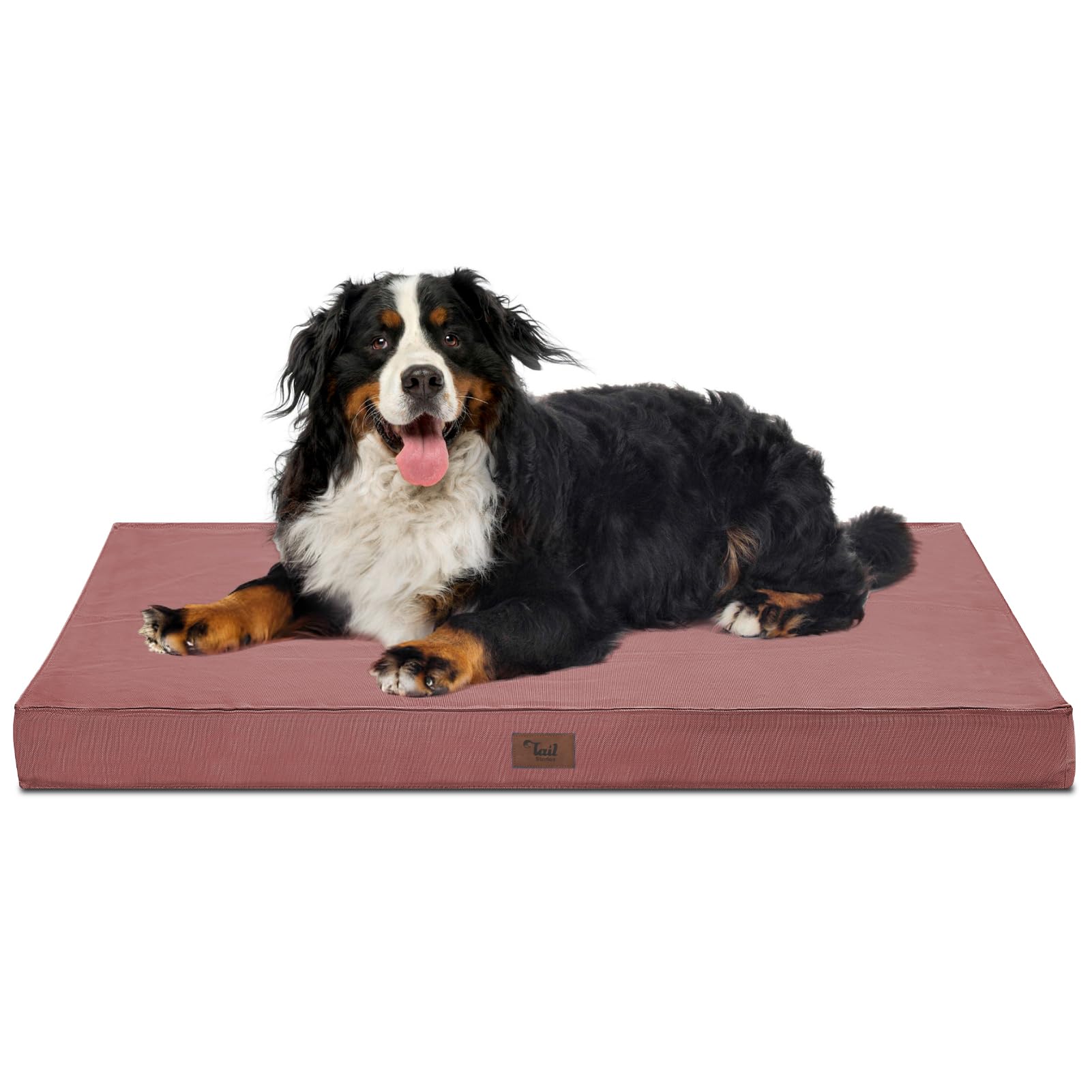 Tail Stories Outdoor Extra Large Dog Crate Bed, Big Waterproof Dog Bed For Large Dogs, Orthopedic Egg Foam Pet Bed Mat With Remo