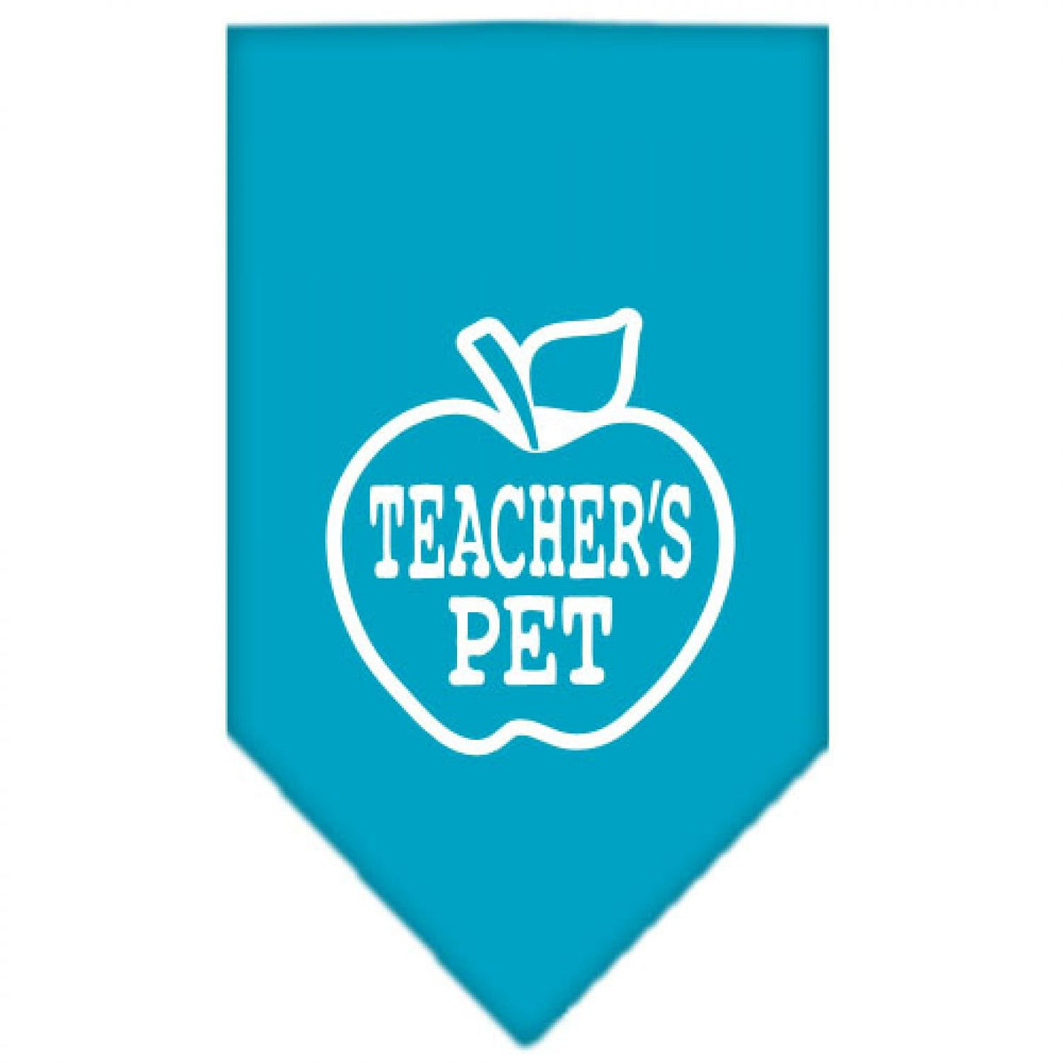 Pet and Dog Bandana Screen Printed, &quot;Teachers Pet&quot; Turquoise Large