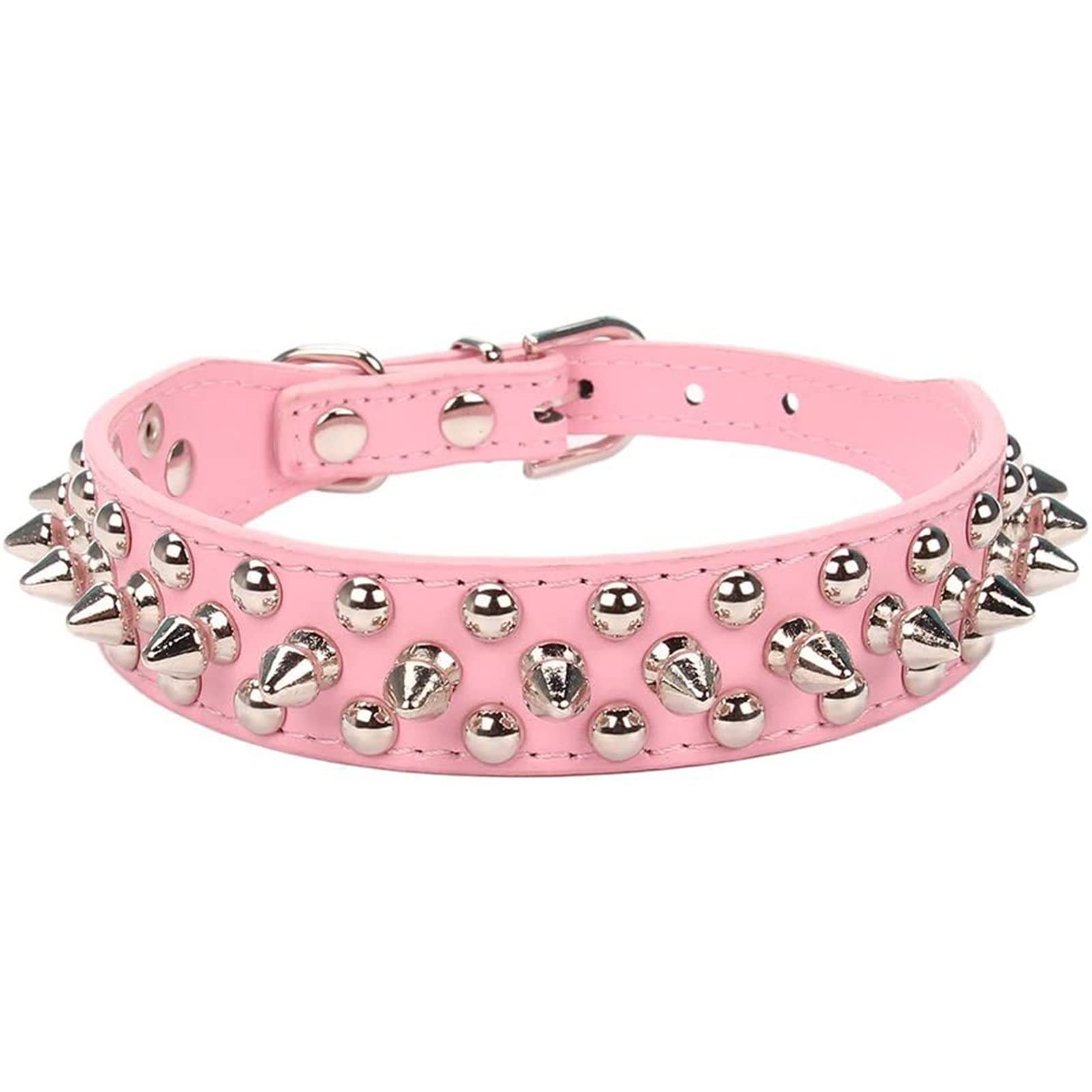 Petcare Spiked Dog Collar Pink Soft Pu Leather Funny Mushrooms Rivet Spike Studded Puppy Collar Adjustable Outdoor Pet Dog Collar For Small Medium Large Dogs Cats Chihuahua Pug Pit Bull Dog Collars