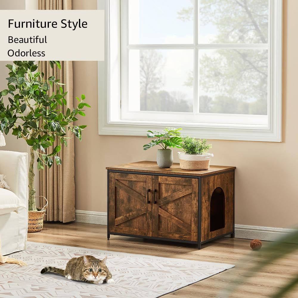 Unipaws Top Opening Cat Litter Box Enclosure, Friendly To Elderly People, Waist Or Keen Problem People, Xl Extra Large Cat Box Furniture, High Jumbo Automatic Litter Box Cover Hidden For Large Cat