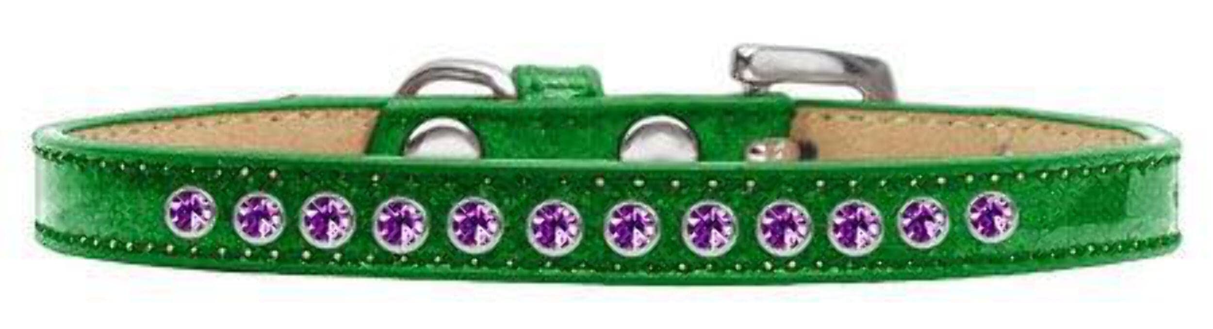 Dog, Puppy and Pet Ice Cream Collar, "Purple Crystal Rimsets" Emerald Green 14