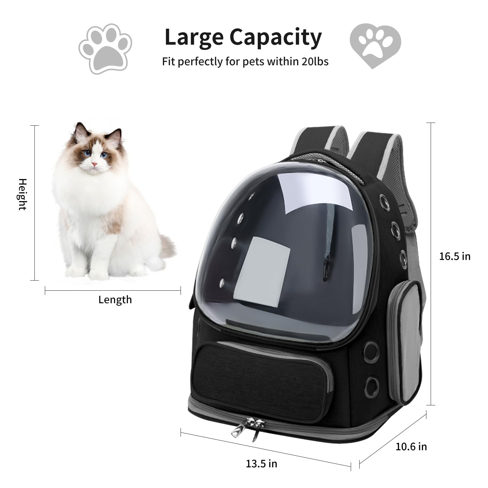 Gixdix Cat Backpack Carrier For Cats And Small Dogs, Breathable Cat Bubble Backpack, Airline Approved Pet Travel Carrier For Hik