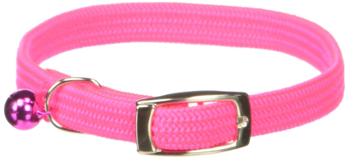 Omnipet Kool Kat Elastic Cat Safety Collar With Bell, Neon Pink, 12''