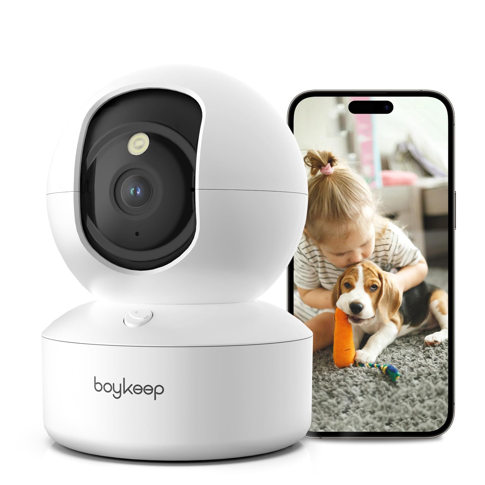 Boykeep Pet Camera 2K Dog Camera With Phone App Indoor Security Cameras, Motion Detection & Tracking,2-Way Audio, 5G/2.4Ghz Wifi