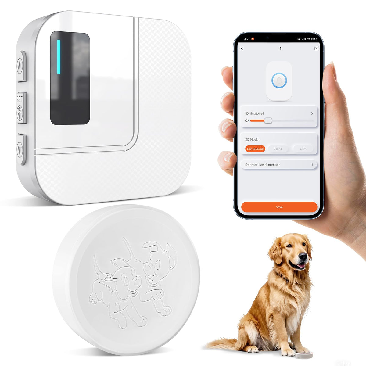 Chunhee Smart Dog Door Bell For Potty Training Wifi Doggie Doorbell -Train Your Dogs Go Outside Dog Bells And Waterproof Touch B